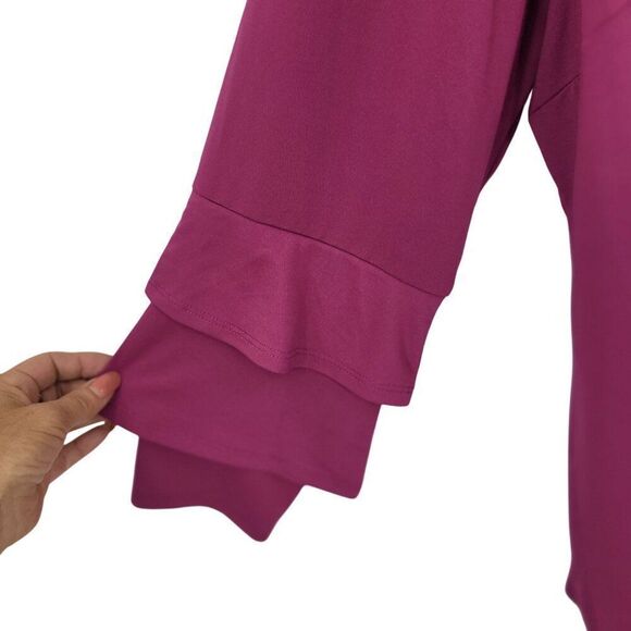Joan Rivers Magenta Pink Ruffle Sleeve Top Sz XL Womens Blouse Fuchsia Stretch - Picture 6 of 9